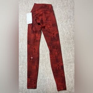Lululemon Wunder Train HR Tight 28” 2 Red Logo Ombre Leggings Full Length LLBR